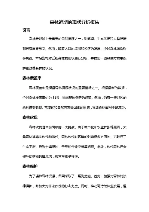 森林近期的现状分析报告