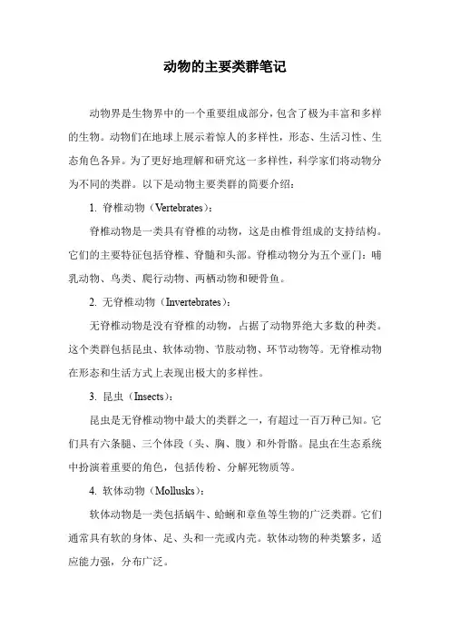 动物的主要类群笔记