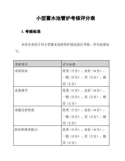 小型蓄水池管护考核评分表