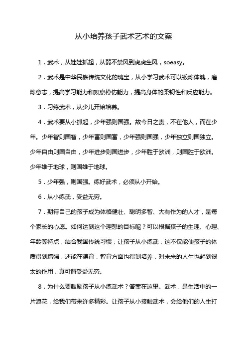 从小培养孩子武术艺术的文案