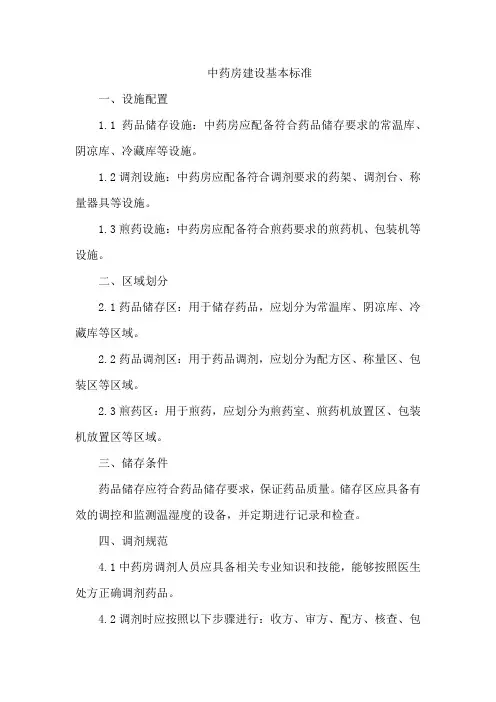 中药房建设基本标准