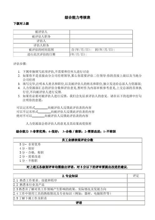 综合能力考核表