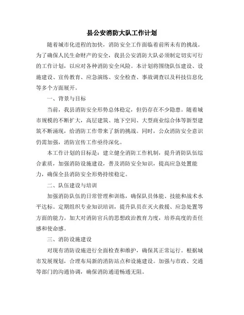 县公安消防大队工作计划
