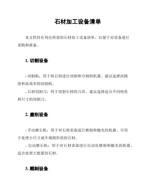 石材加工设备清单