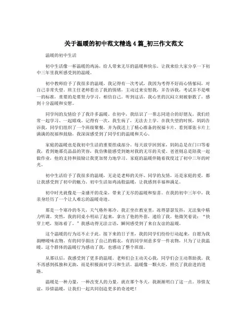 关于温暖的初中范文精选4篇_初三作文范文