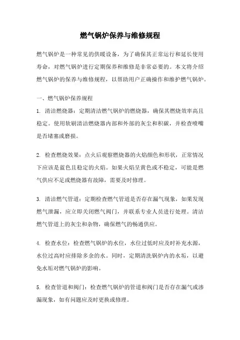 燃气锅炉保养与维修规程