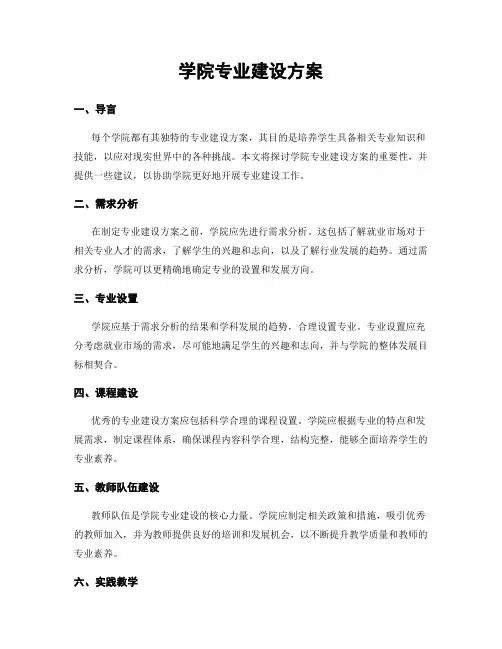 学院专业建设方案