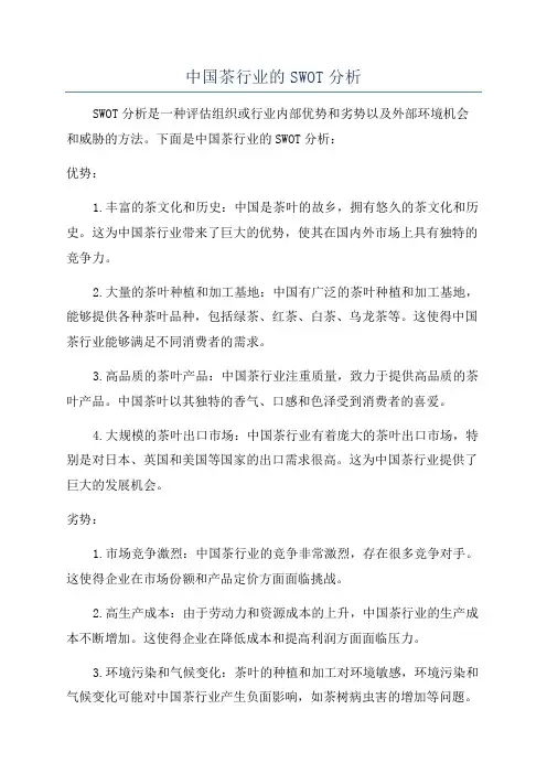 中国茶行业的SWOT分析