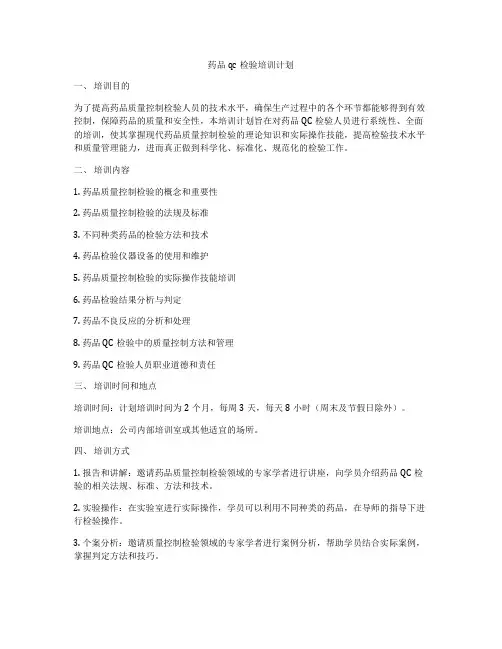 药品qc检验培训计划