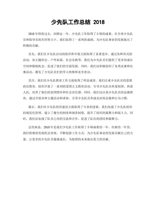 少先队工作总结 2018