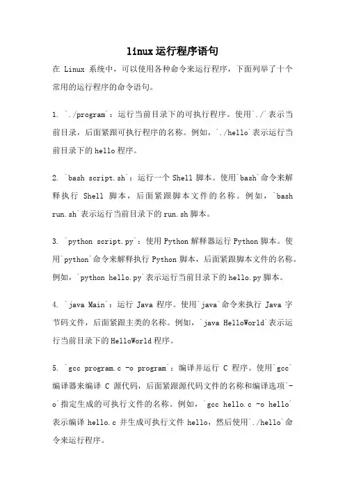 linux运行程序语句