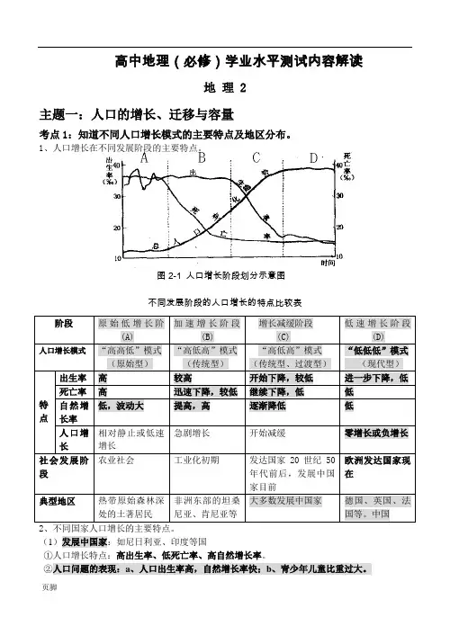 高中地理学业水平测试考点解读高一下