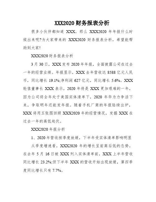 XXX2020财务报表分析