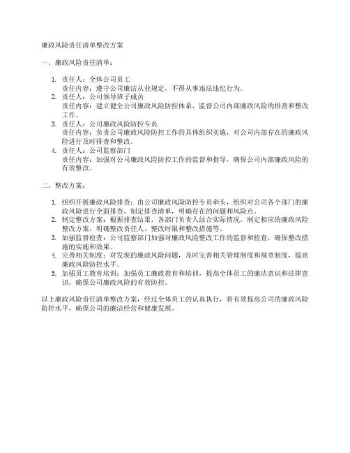廉政风险 责任清单 整改