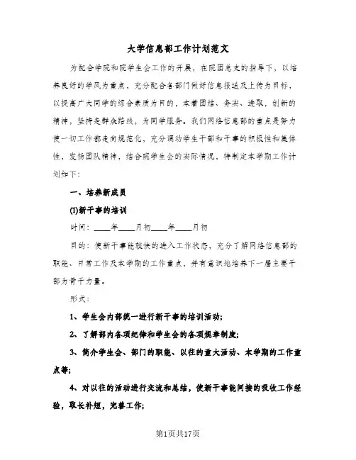 大学信息部工作计划范文（四篇）