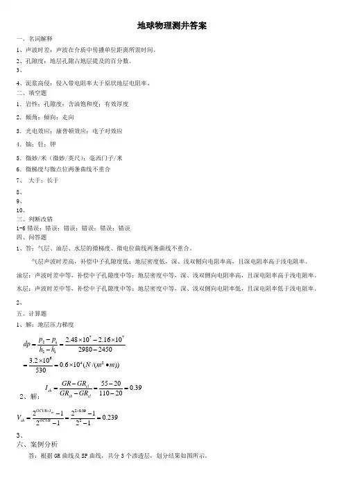 地球物理测井答案