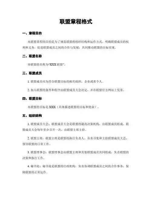 联盟章程格式