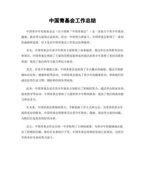 中国青基会工作总结