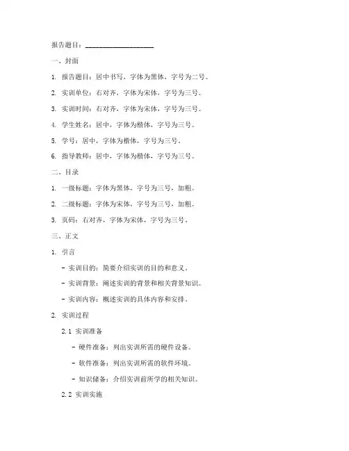 电子版的实训报告格式