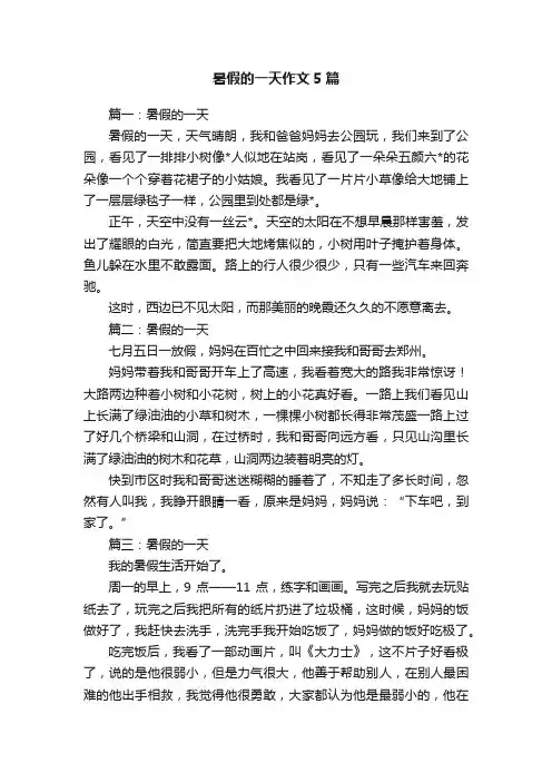 暑假的一天作文5篇