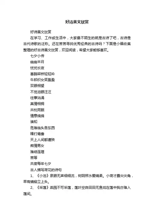 好诗美文欣赏