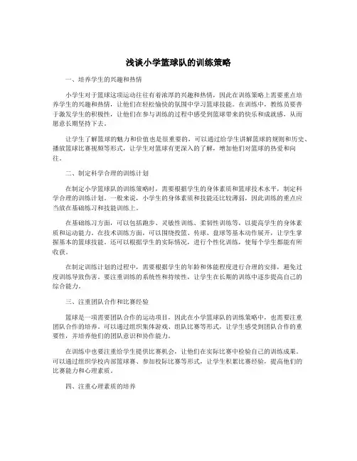 浅谈小学篮球队的训练策略