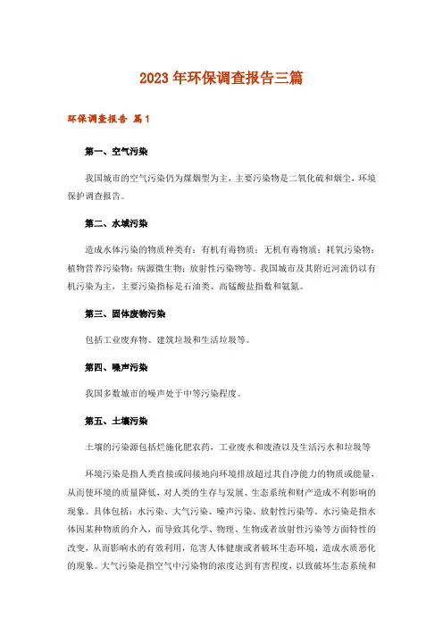 2023年环保调查报告三篇