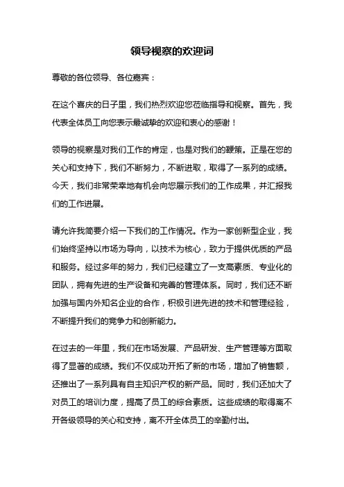 领导视察的欢迎词