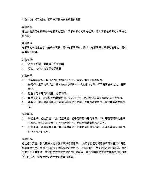 生动有趣的探究实验：探索电解质与非电解质的教案