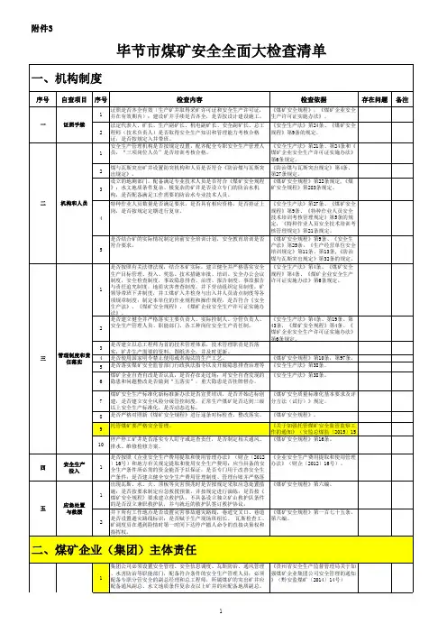 煤矿安全全面大检查清单
