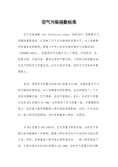 空气污染指数标准