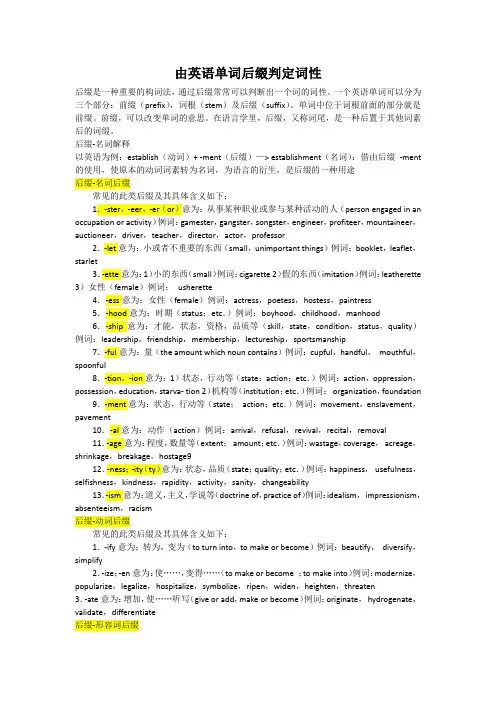 由英语单词后缀判定词性