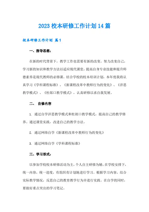 2023校本研修工作计划14篇