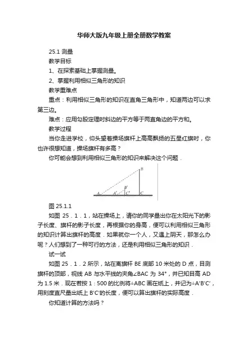 华师大版九年级上册全册数学教案