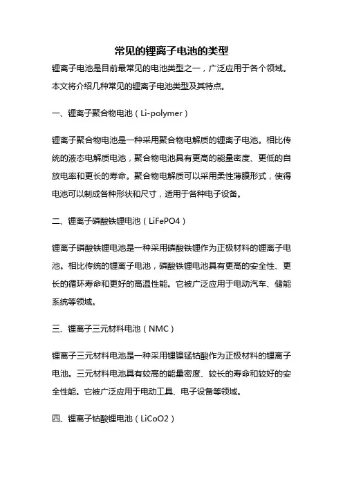 常见的锂离子电池的类型