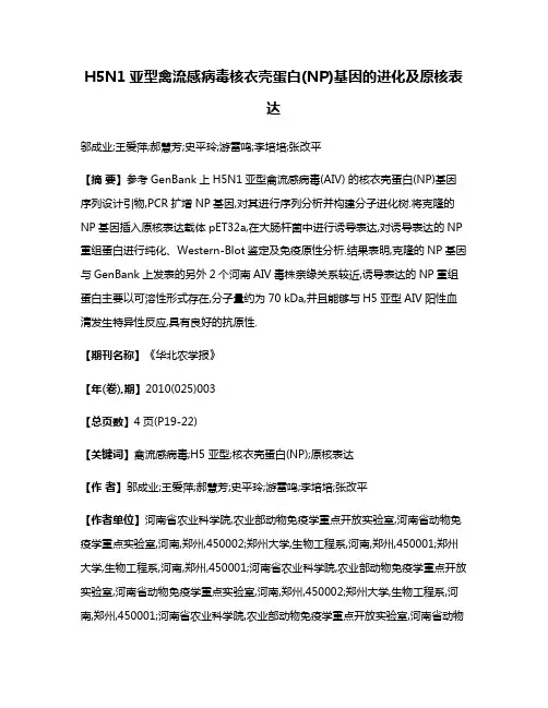 H5N1亚型禽流感病毒核衣壳蛋白(NP)基因的进化及原核表达