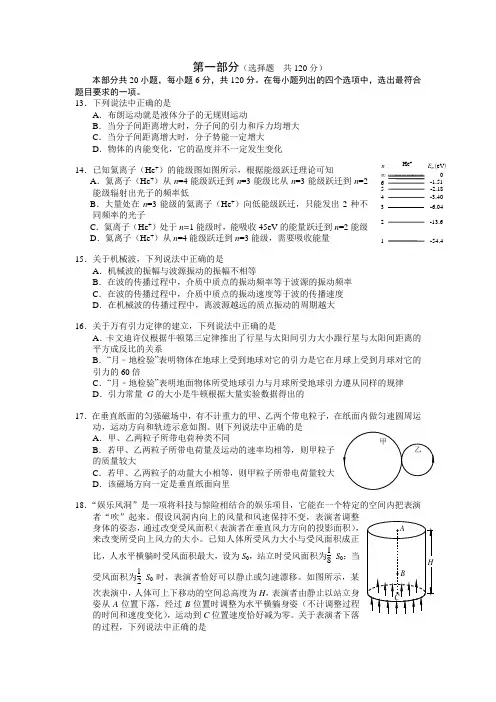 2020届高三物理海淀一模