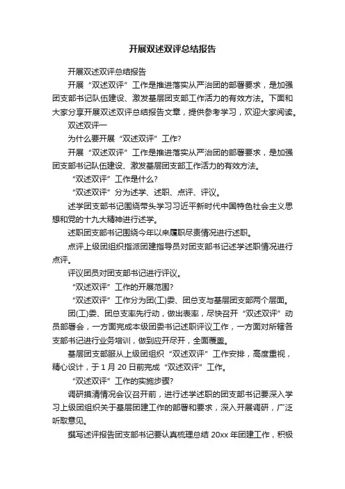 开展双述双评总结报告