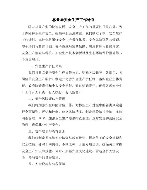 林业局安全生产工作计划