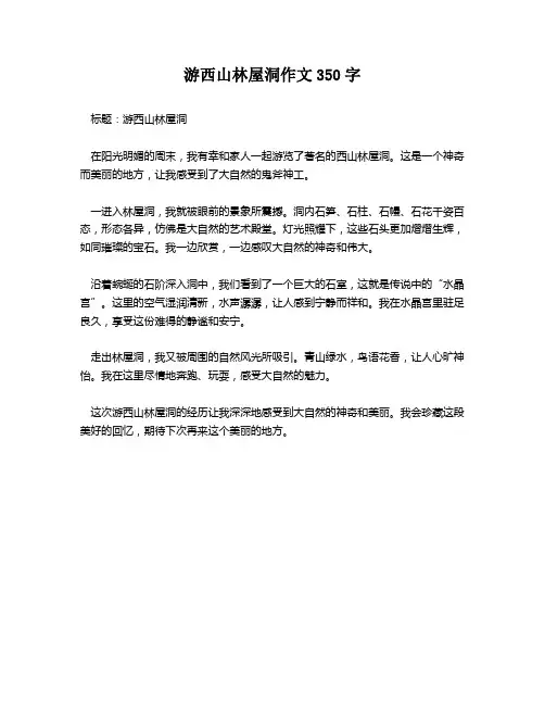 游西山林屋洞作文350字