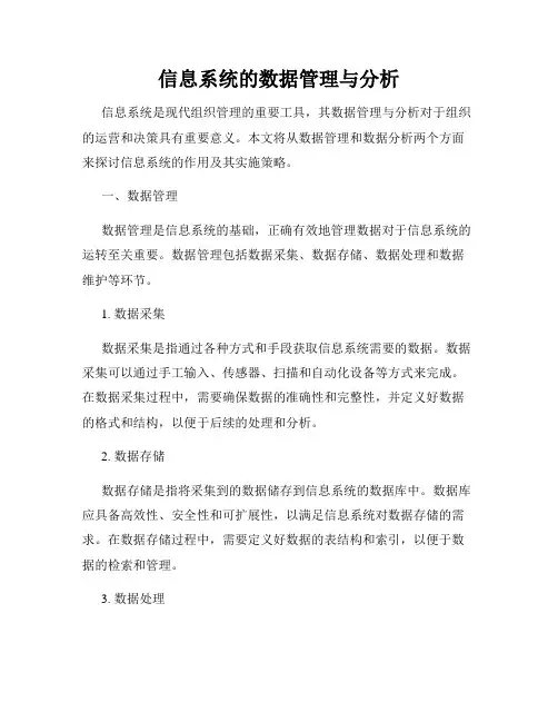 信息系统的数据管理与分析