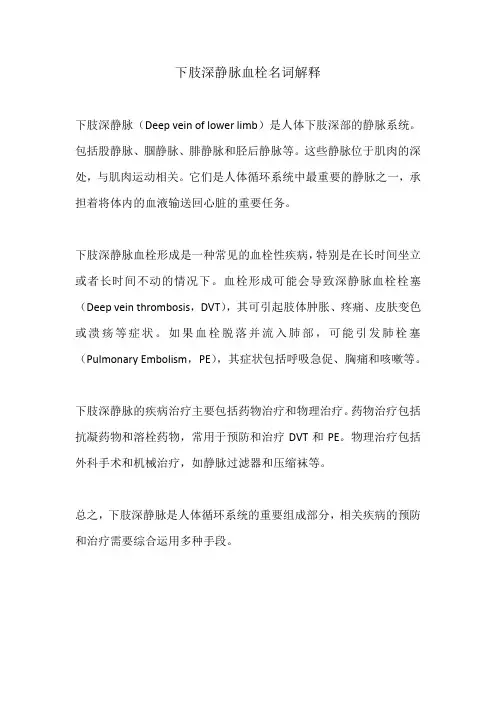 下肢深静脉血栓名词解释