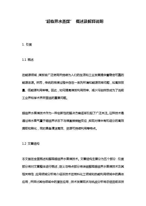 ‘超临界水蒸煤’_概述及解释说明