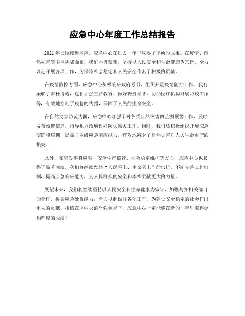 应急中心年度工作总结报告