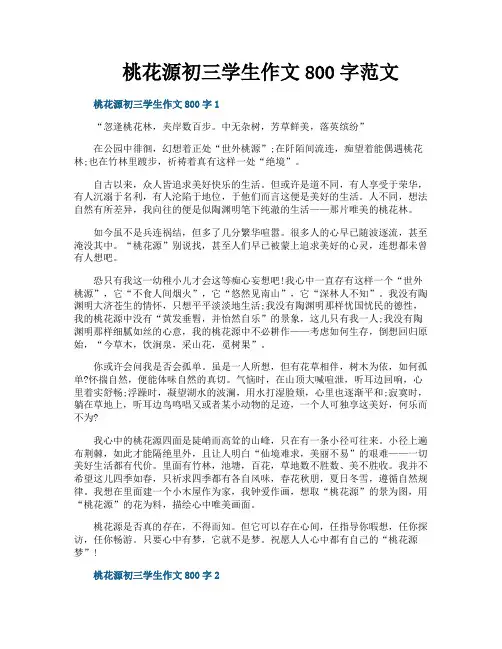 桃花源初三学生作文800字范文