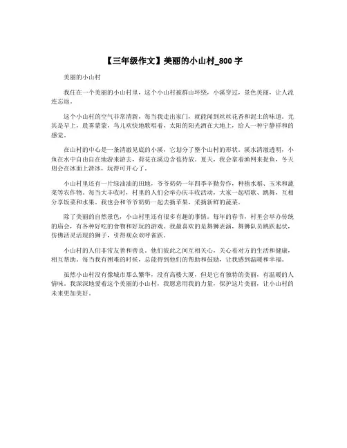 【三年级作文】美丽的小山村_800字