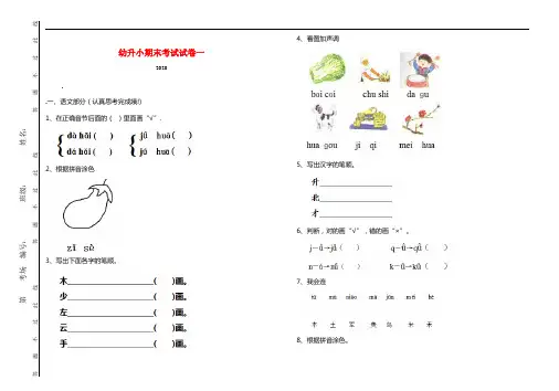 幼升小期末考试试卷一