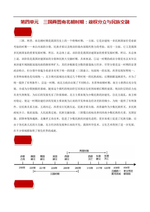 专题04 三国两晋南北朝时期：政权分立与民族交融(解析版)