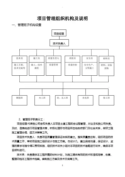 项目管理组织机构及说明