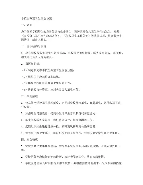 学校医务室卫生应急预案